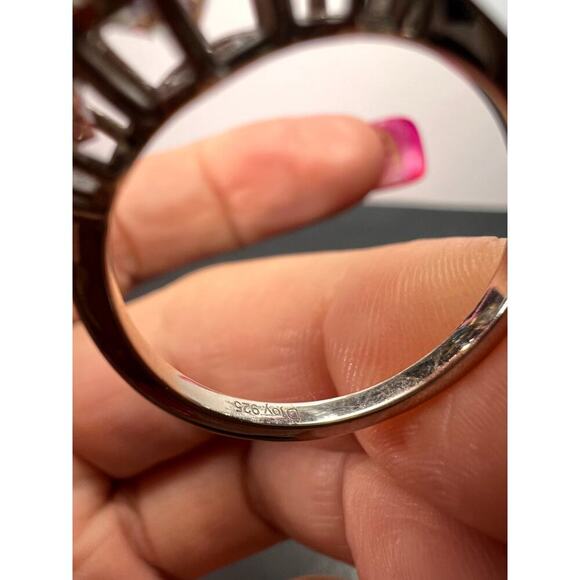 NEW Moissanite trilogy ring in platinum over sterling silver size 9 - Picture 8 of 9